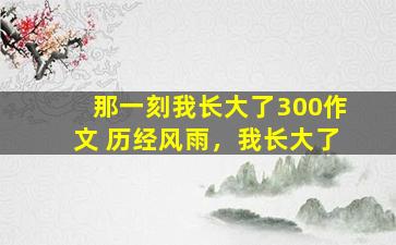 那一刻我长大了300作文 历经风雨，我长大了
